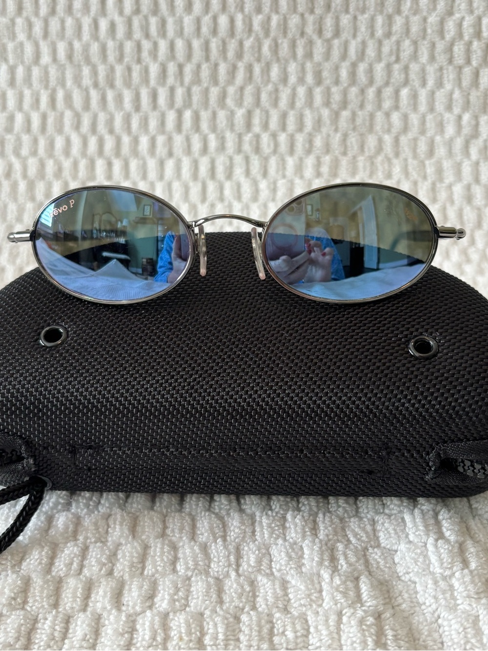 Revo H2O Silver Frame Sunglasses with Polarized Blue Mirrored Lenses